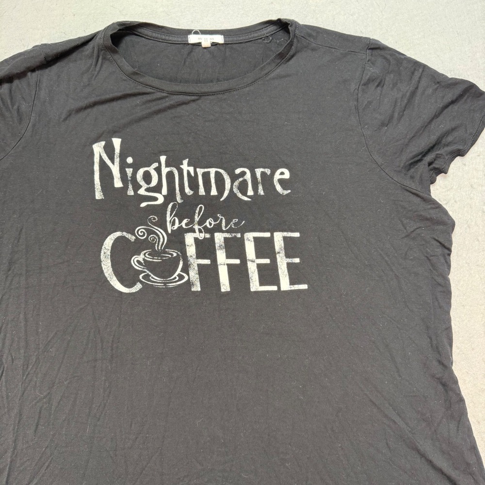maurices Women's 1X Black‎ Nightmare Before Coffee Graphic T-Shirt Top